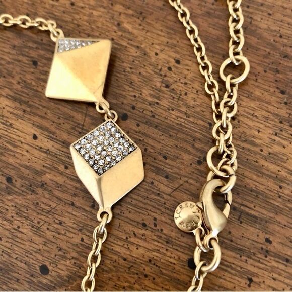 J.Crew | Pave Geometric Station Necklace | 32” Adjustable - Picture 4 of 4
